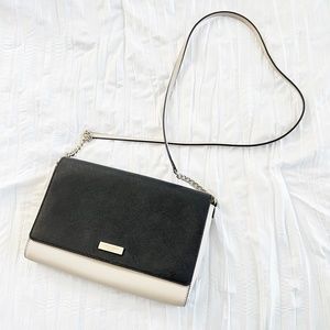 Kate Spade Crossbody Bag Beige and Black Two Tone Saffiano Leather